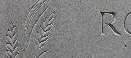Wheat Carving with Hand incised lettering on Yorkstone